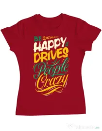 Tricou ADLER dama Be happy Rosu