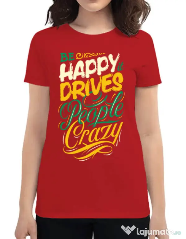 Tricou ADLER dama Be happy Rosu