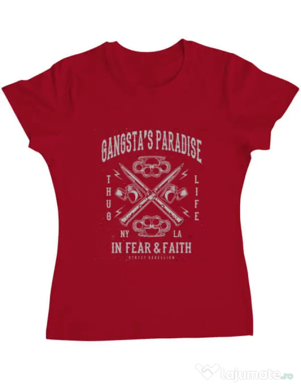 Tricou ADLER dama Gangstas Paradise Rosu