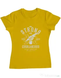 Tricou ADLER dama Be Strong and Courageous Galben