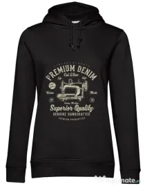 Hoodie dama cu gluga Premium Denim Negru
