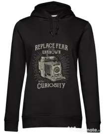 Hoodie dama cu gluga Replace Fear Negru