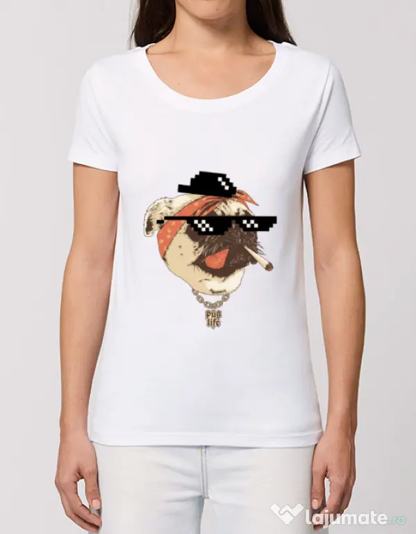 Tricou STANLEY STELLA dama Pug Life Alb