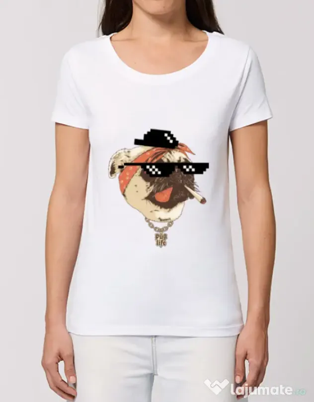 Tricou STANLEY STELLA dama Pug Life Alb