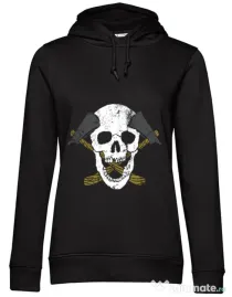 Hoodie dama cu gluga Skull Axe Negru