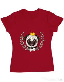 Tricou ADLER dama King Of Pug Rosu