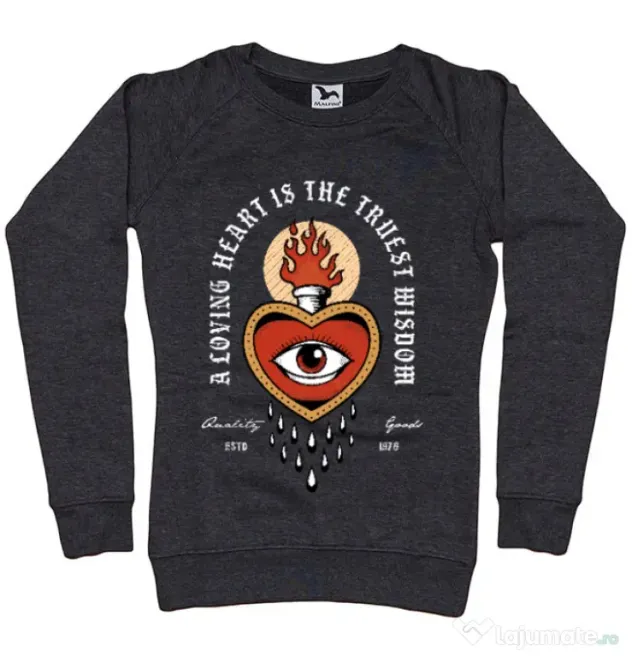 Bluza ADLER dama Burning Heart Negru melanj
