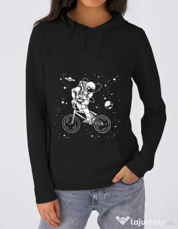 Hoodie dama cu gluga Astronaut Bmx Negru