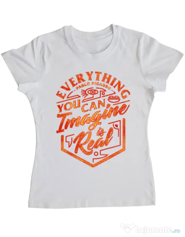 Tricou ADLER dama Everything You Can Imagine is Real Alb