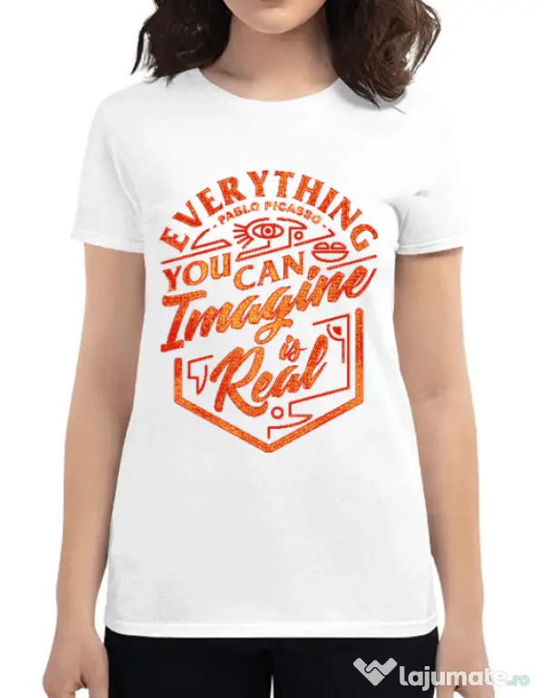Tricou ADLER dama Everything You Can Imagine is Real Alb