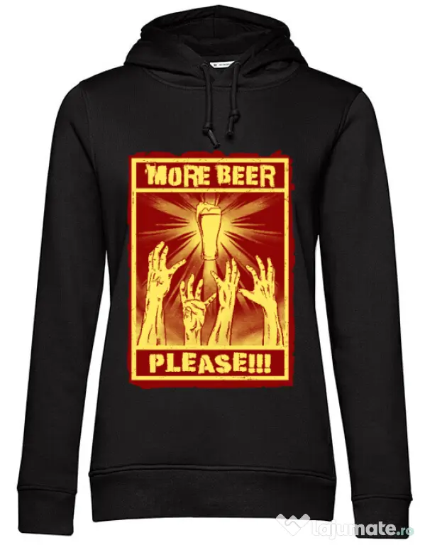 Hoodie dama cu gluga Thirsty zombies Negru