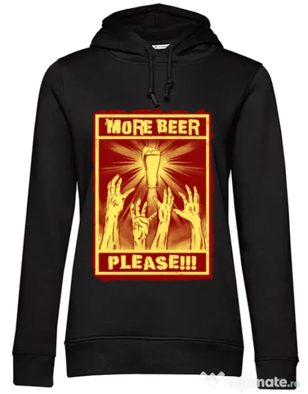 Hoodie dama cu gluga Thirsty zombies Negru
