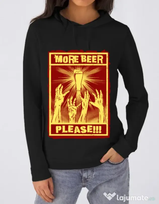 Hoodie dama cu gluga Thirsty zombies Negru