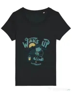 Tricou STANLEY STELLA dama Wake up and drink a coffee Negru