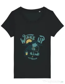 Tricou STANLEY STELLA dama Wake up and drink a coffee Negru