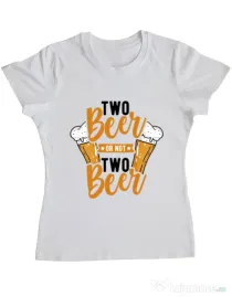 Tricou ADLER dama Two beer Alb