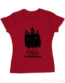 Tricou ADLER dama Witch Purrrlease Rosu