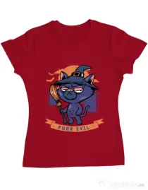 Tricou ADLER dama Purr halloween Rosu