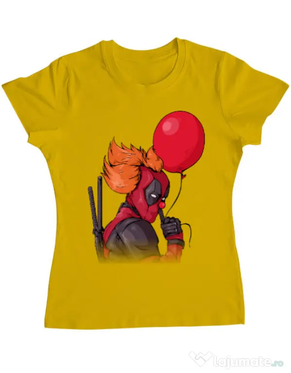 Tricou ADLER dama IT is Deadpool Galben