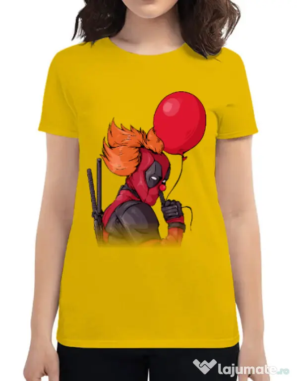 Tricou ADLER dama IT is Deadpool Galben