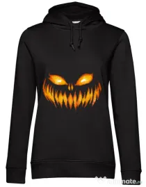 Hoodie dama cu gluga Scary pumpkin face Negru