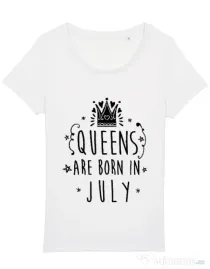 Tricou STANLEY STELLA dama Queens are born in July Alb