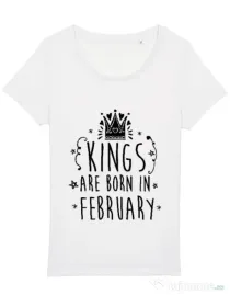 Tricou STANLEY STELLA dama Kings are born in February Alb