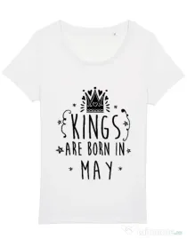 Tricou STANLEY STELLA dama Kings are born in May Alb