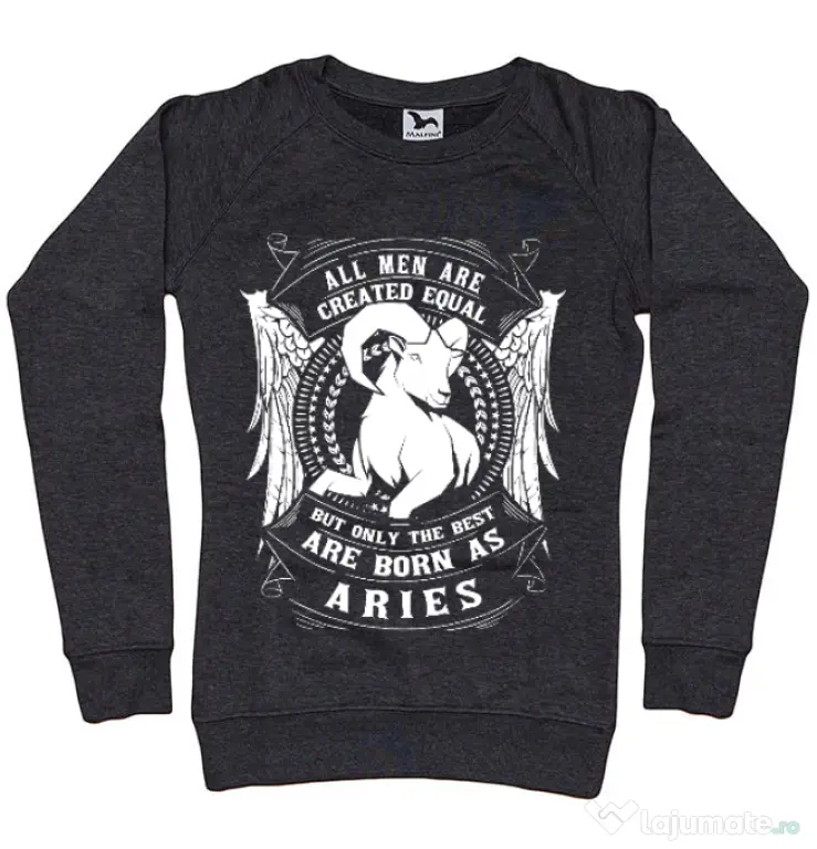 Bluza ADLER dama The best men are born as Aries Negru melanj