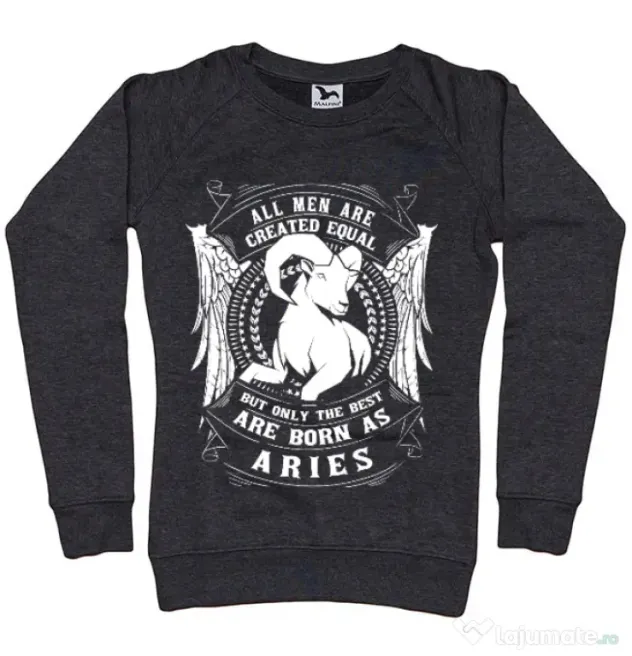 Bluza ADLER dama The best men are born as Aries Negru melanj