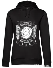 Hoodie dama cu gluga The best women are born as Leo Negru