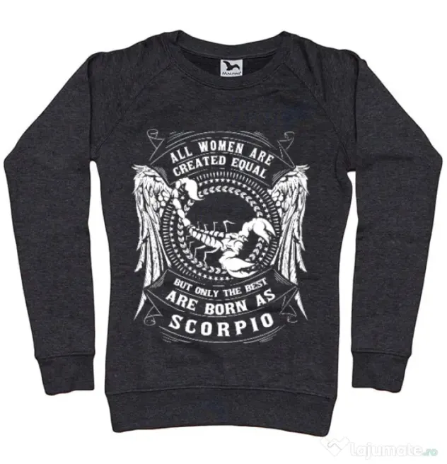 Bluza ADLER dama The best women are born as Scorpio Negru melanj