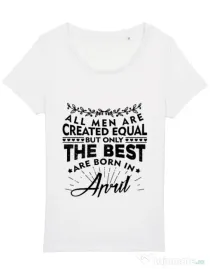 Tricou STANLEY STELLA dama The best men are born in April Alb