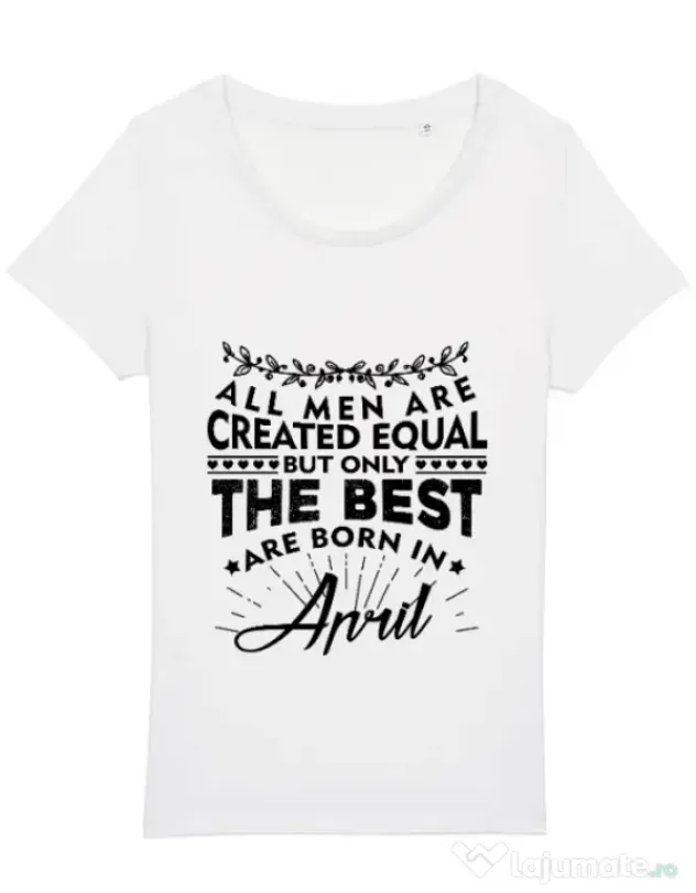 Tricou STANLEY STELLA dama The best men are born in April Alb