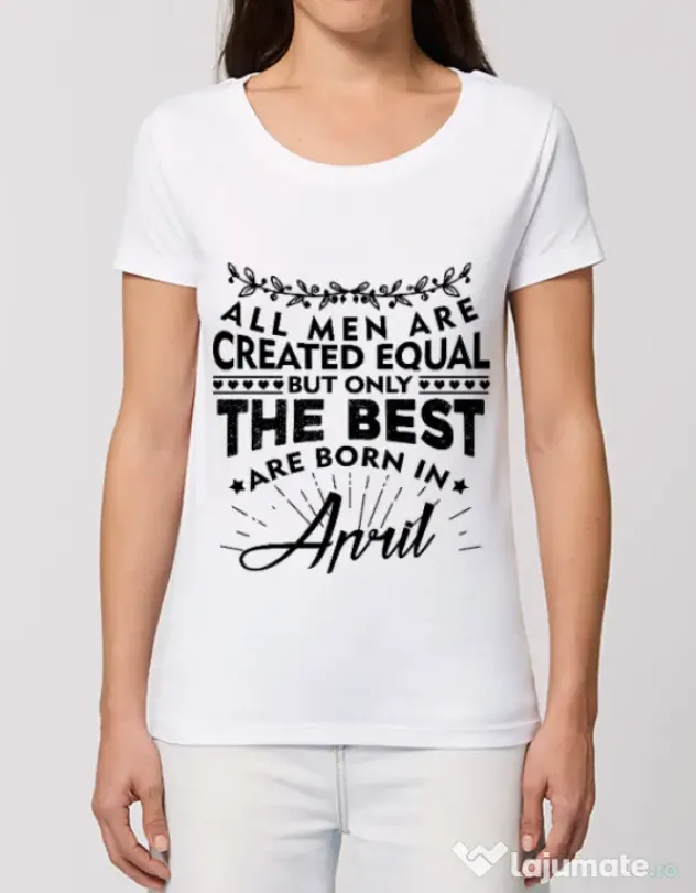 Tricou STANLEY STELLA dama The best men are born in April Alb