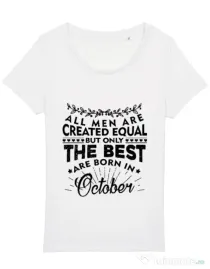 Tricou STANLEY STELLA dama The best men are born in October Alb