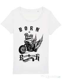 Tricou STANLEY STELLA dama Born to ride Alb