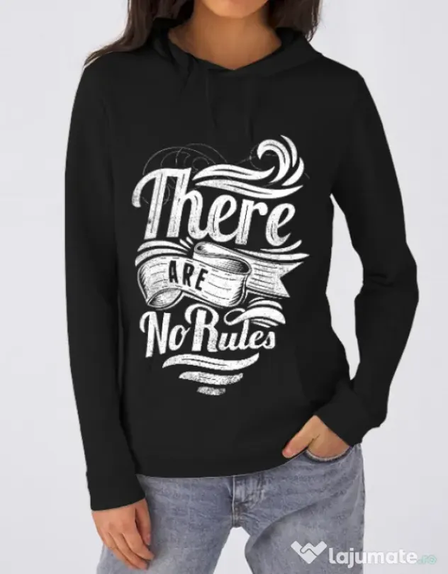 Hoodie dama cu gluga There are no rules Negru