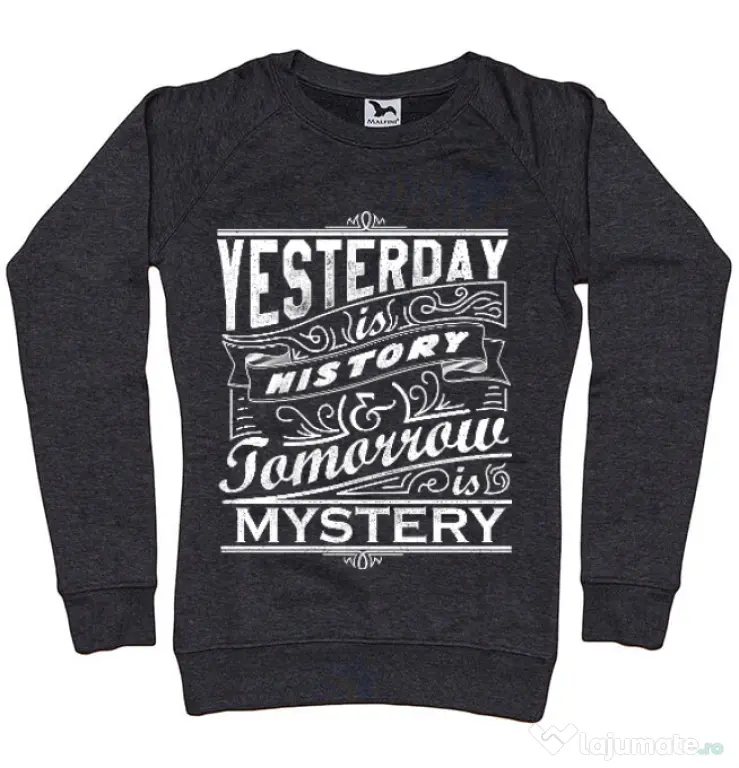 Bluza ADLER dama Yesterday is history Negru melanj