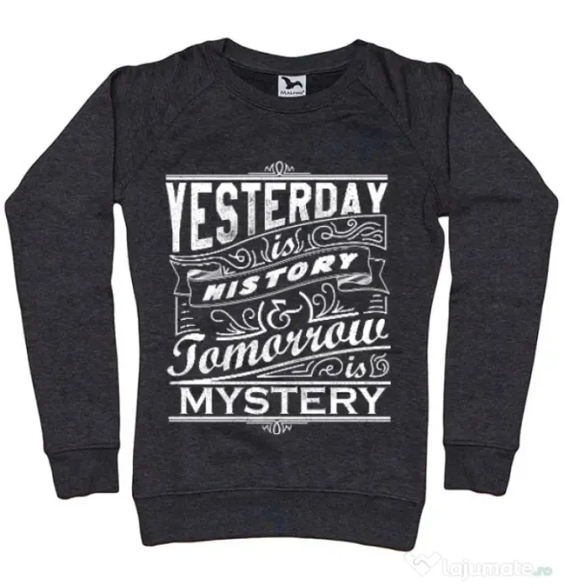 Bluza ADLER dama Yesterday is history Negru melanj