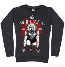 Bluza ADLER dama The wolves are here Negru melanj