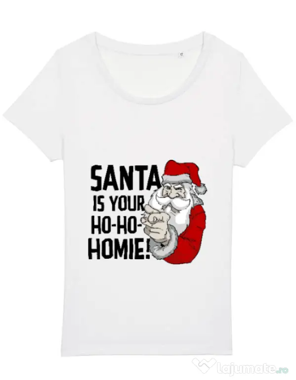 Tricou STANLEY STELLA dama Santa is your homie Alb