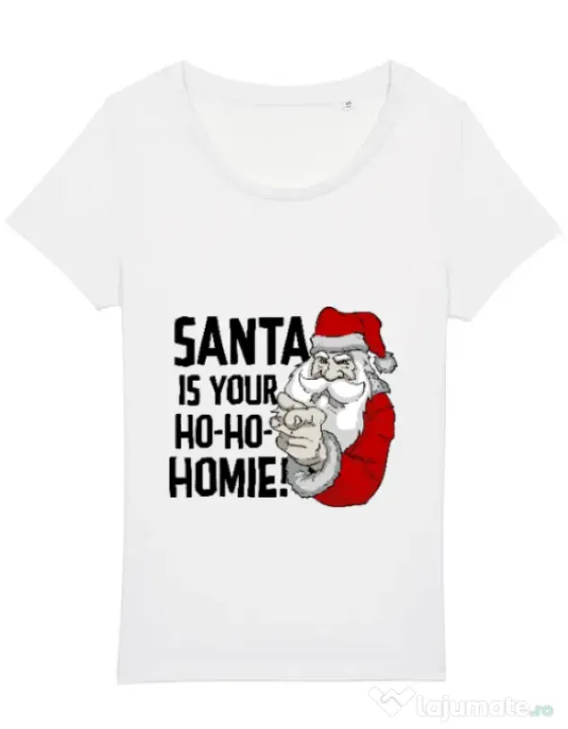 Tricou STANLEY STELLA dama Santa is your homie Alb