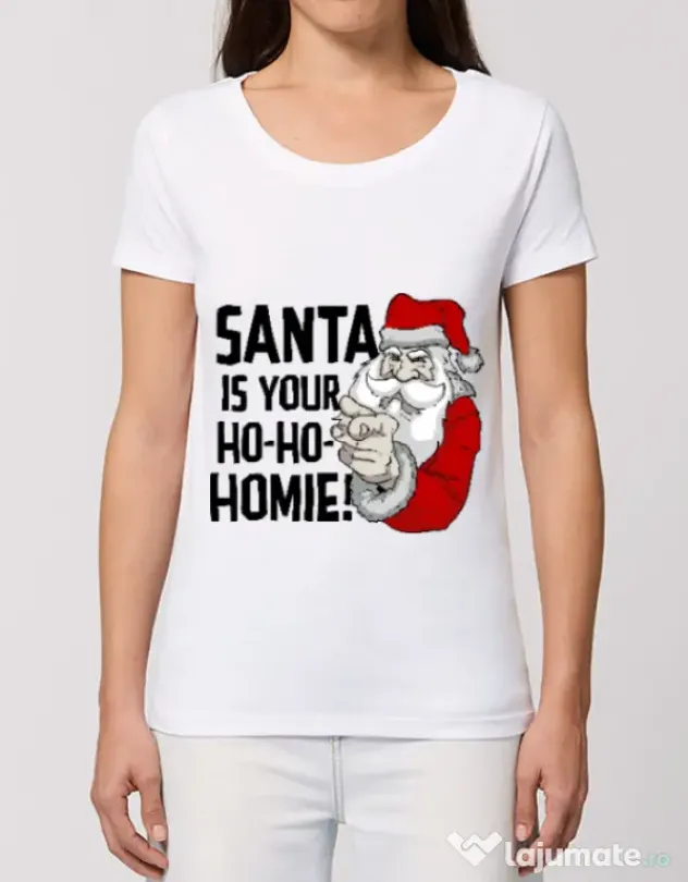 Tricou STANLEY STELLA dama Santa is your homie Alb