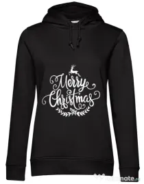 Hoodie dama cu gluga Merry Christmas Negru
