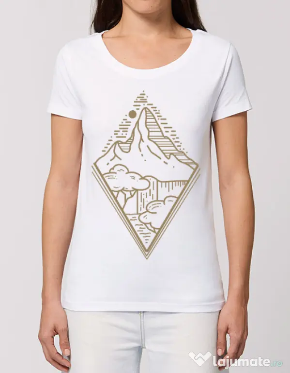 Tricou STANLEY STELLA dama Mountain waterfall Alb