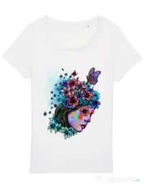 Tricou STANLEY STELLA dama Lady and flowers Alb