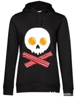 Hoodie dama cu gluga Breakfast skull Negru