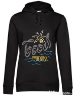 Hoodie dama cu gluga Cool vibes typo Negru