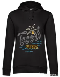 Hoodie dama cu gluga Cool vibes typo Negru